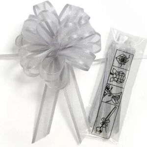 6 pack Silver Sheer And Metallic Gift Pull Bows